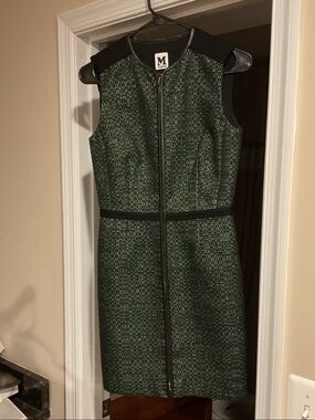 Missoni Green and Black Zip-Front Tweed Mini Dress